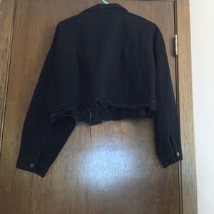 Black ripped Jean crop top jacket it was given to me but I never wore it